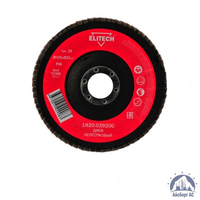 Круг лепестковый КЛТ 125х22 мм, P60, Elitech, 1820,039000 купить в Ставрополе